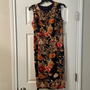 Orange floral midi dress
